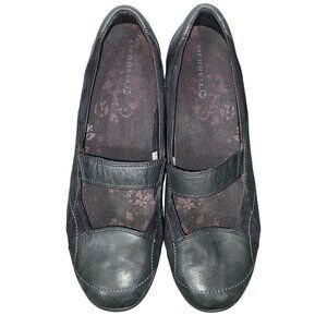 Merrell Womens Mary Jane Wedge Shoes Size 9.5 Black Leather vibram outdoor